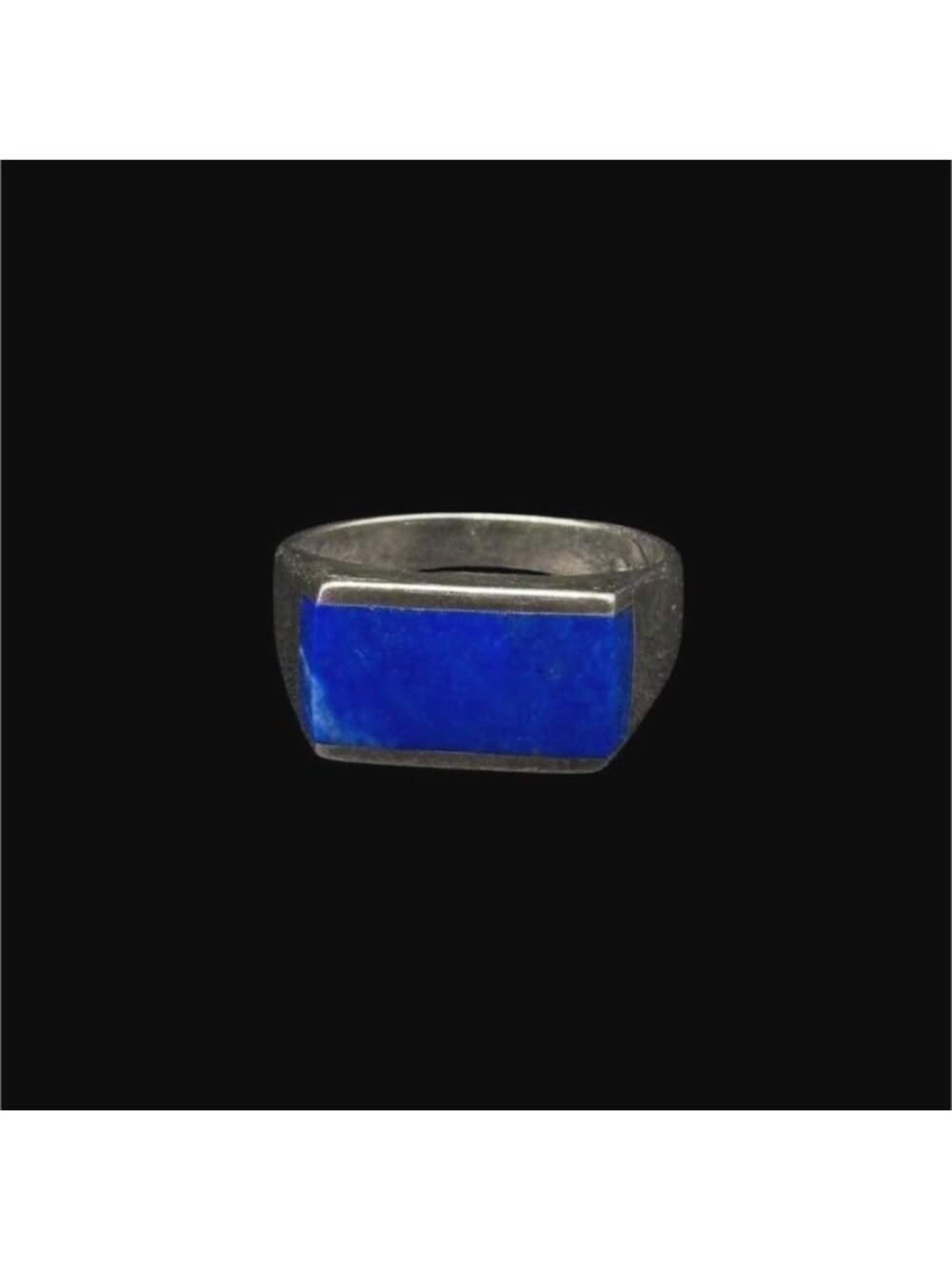 K&M Sterling Silver Genuine Lapis Lazuli Inlay Signet Ring Size 9